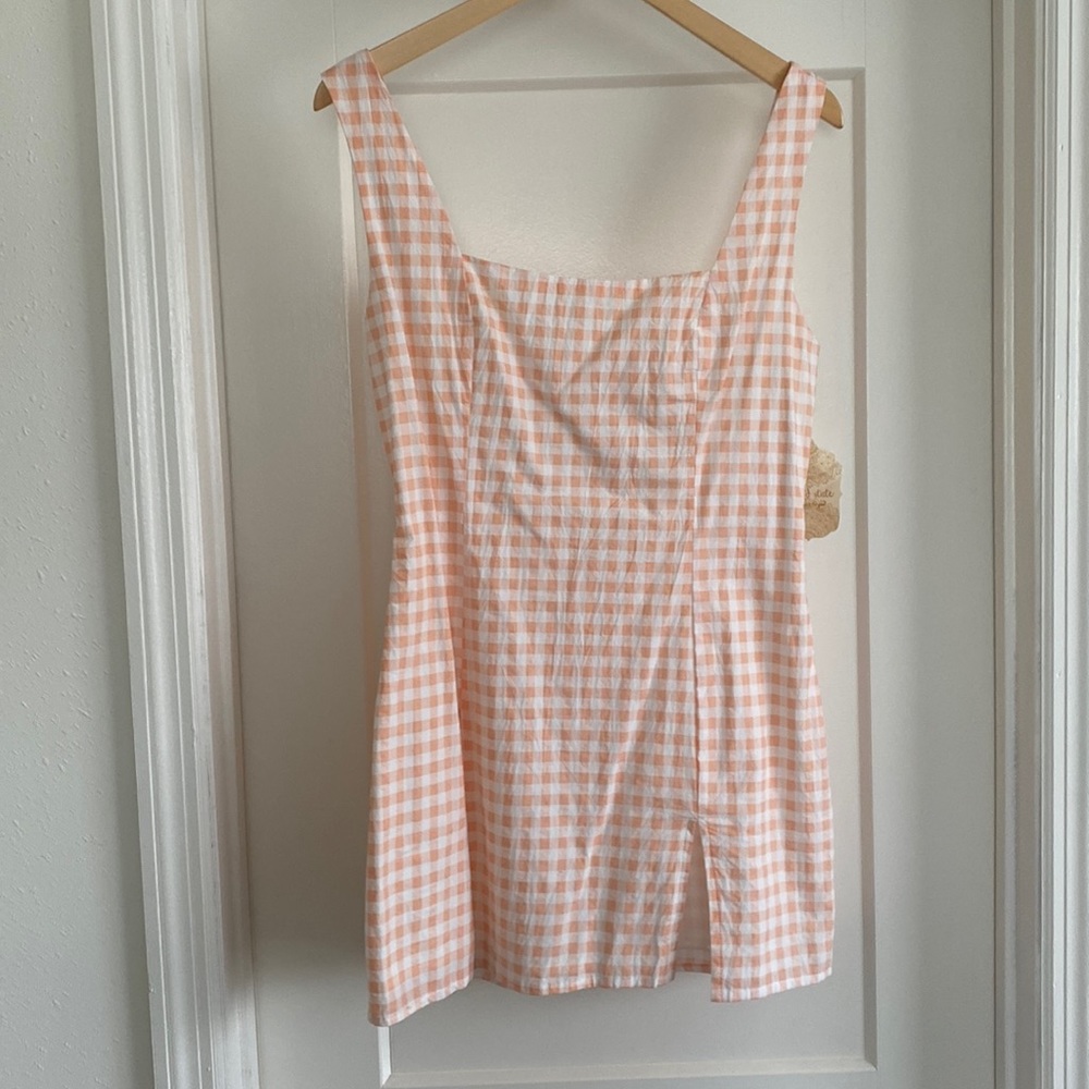 Pale Orange Checkered mini Dress